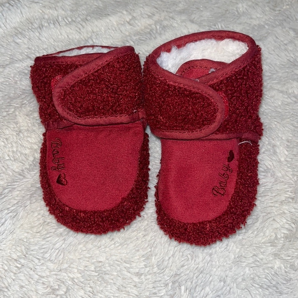 (3 for $10) red baby slippers